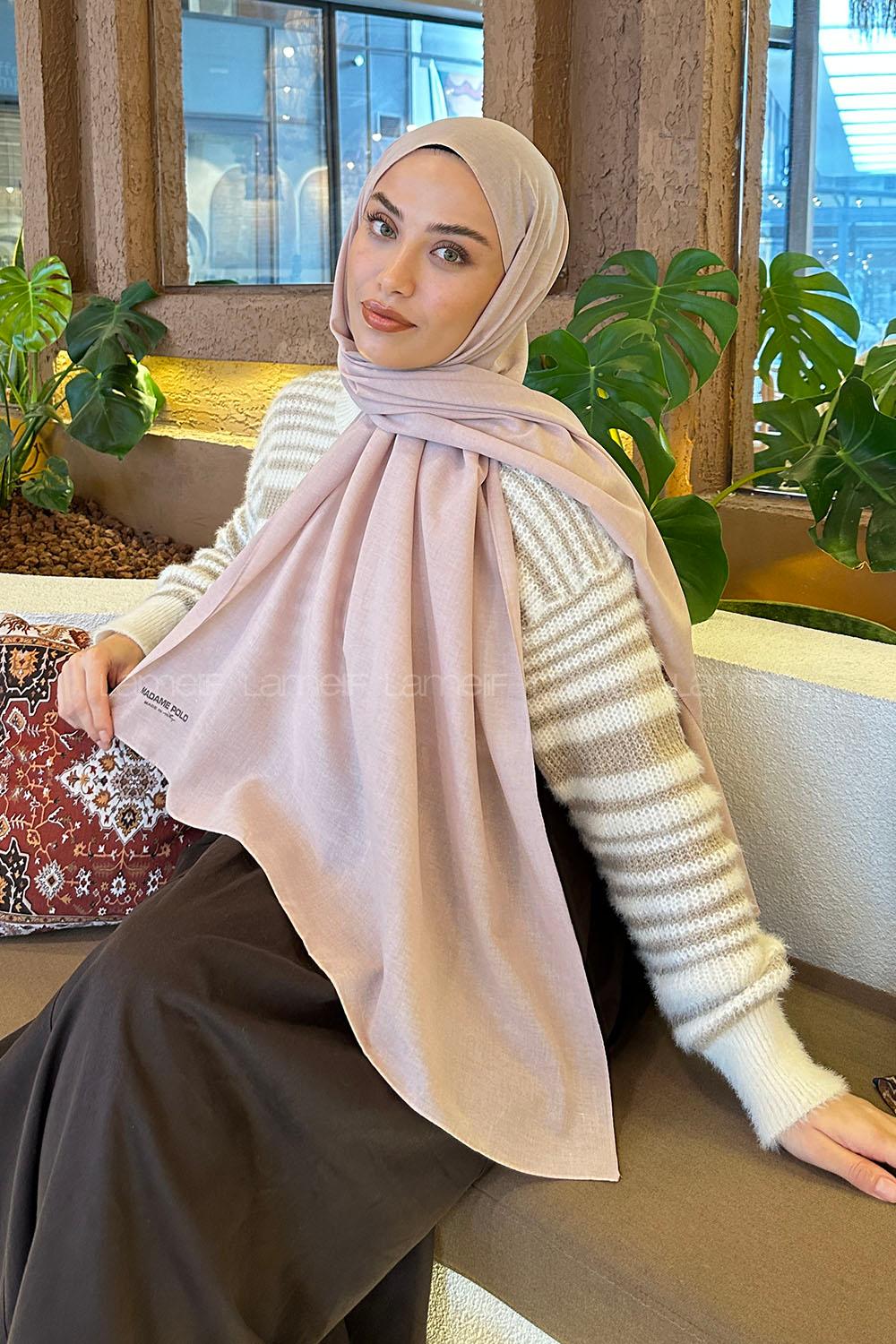 Lamelif Keten Şal Pudra