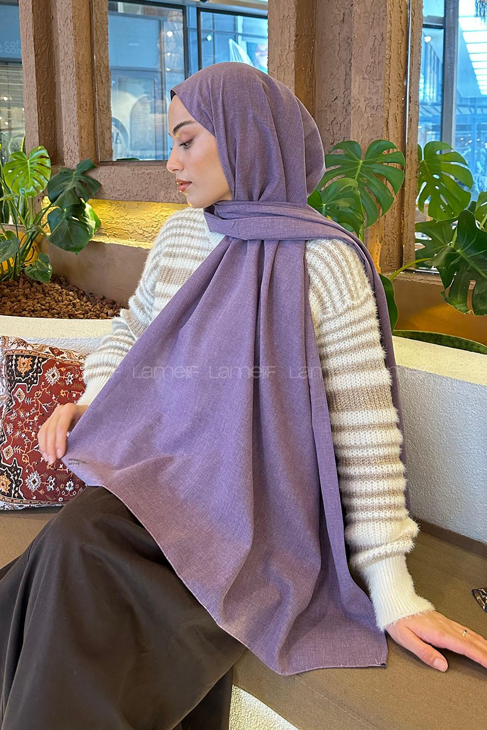 Lamelif Lavanta Keten Şal