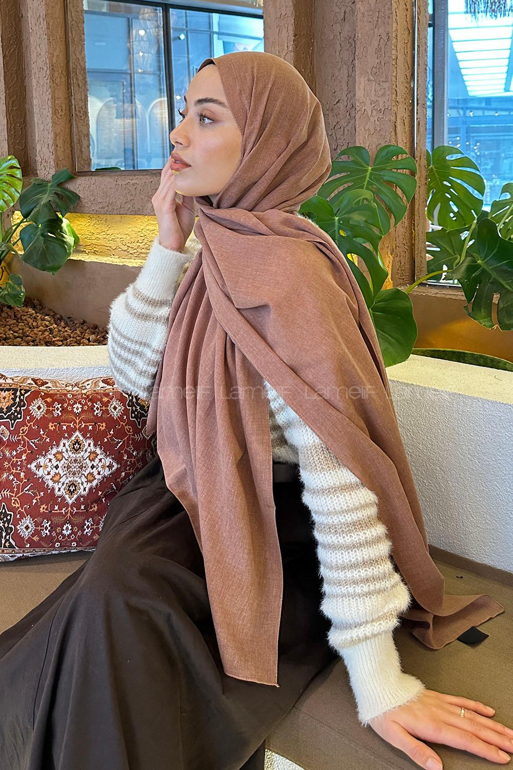 Lamelif Tarçın Kabuğu Keten Şal