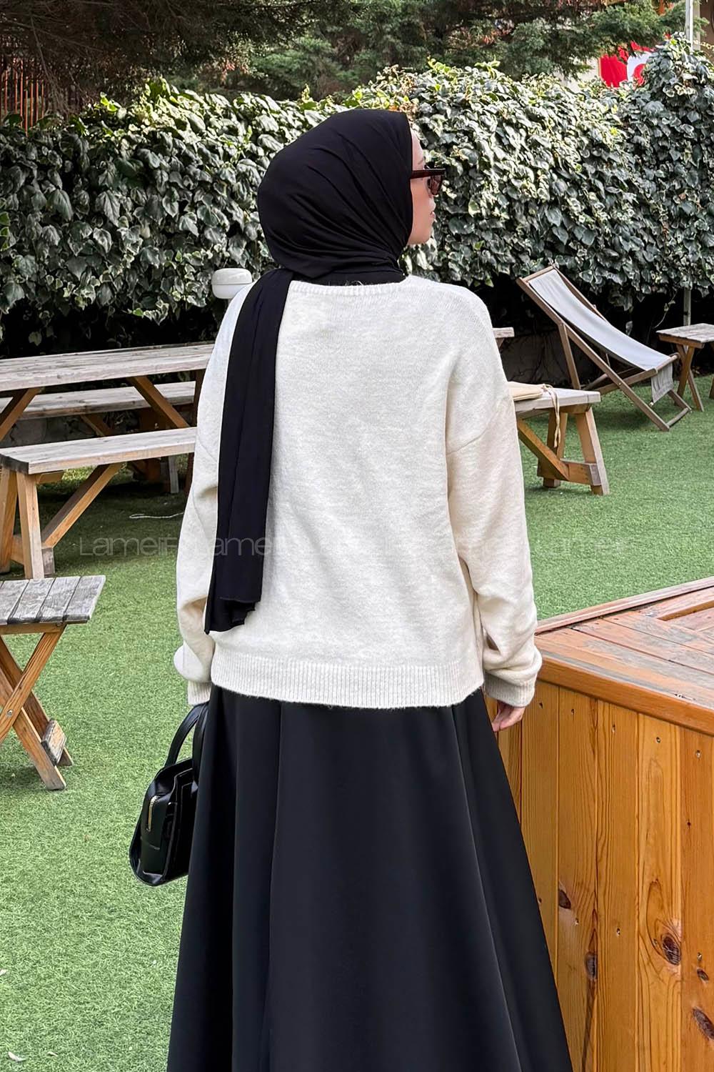 Natural V Neck Long Arm Acrylic Polyester Cardigan