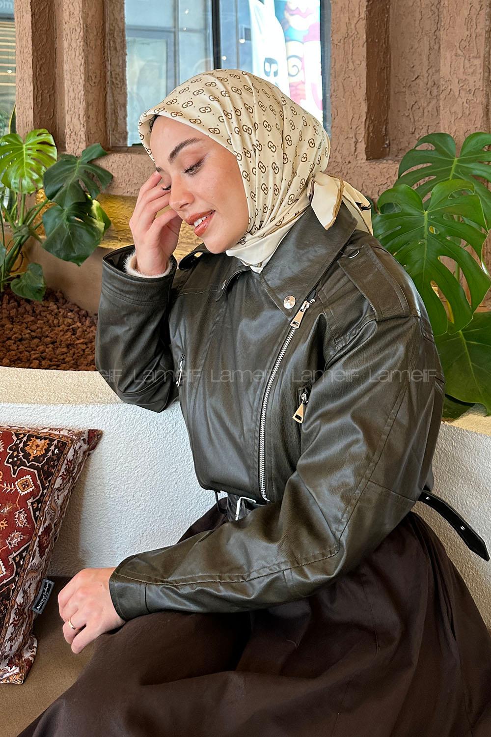 Lamelif G Desen Rayon Eşarp Ekru