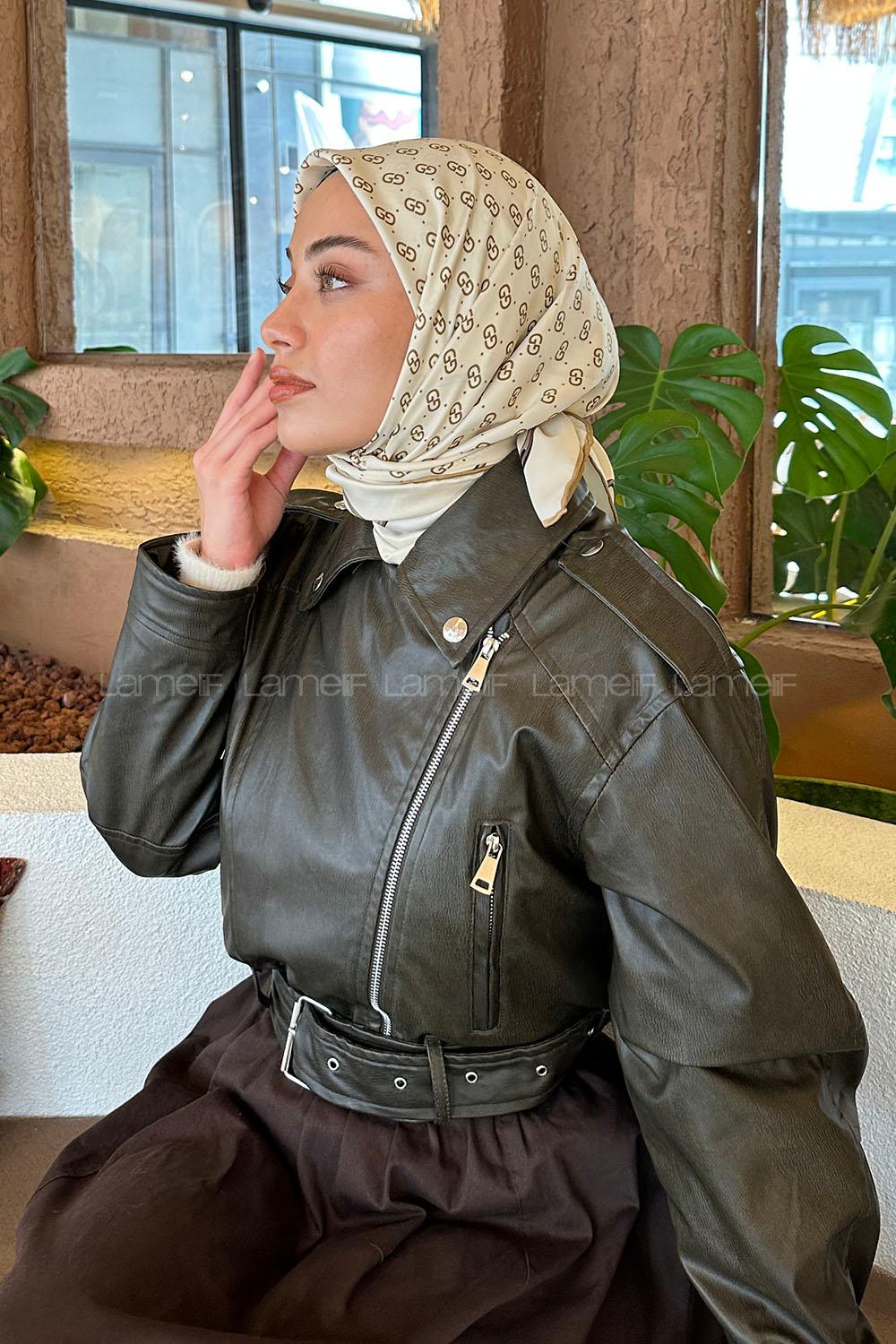 Lamelif G Desen Rayon Eşarp Ekru