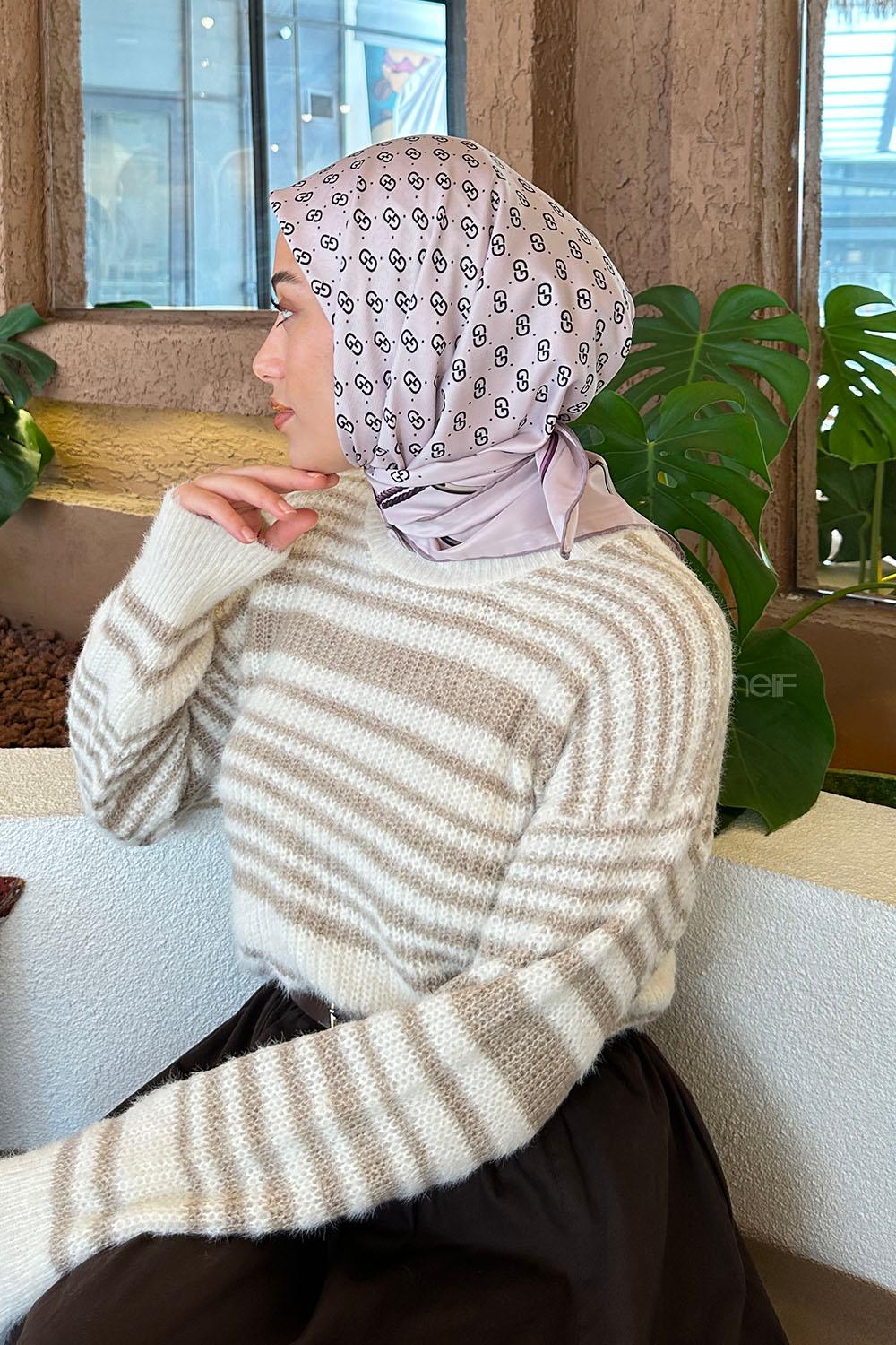 Lamelif G Desen Rayon Eşarp Lila