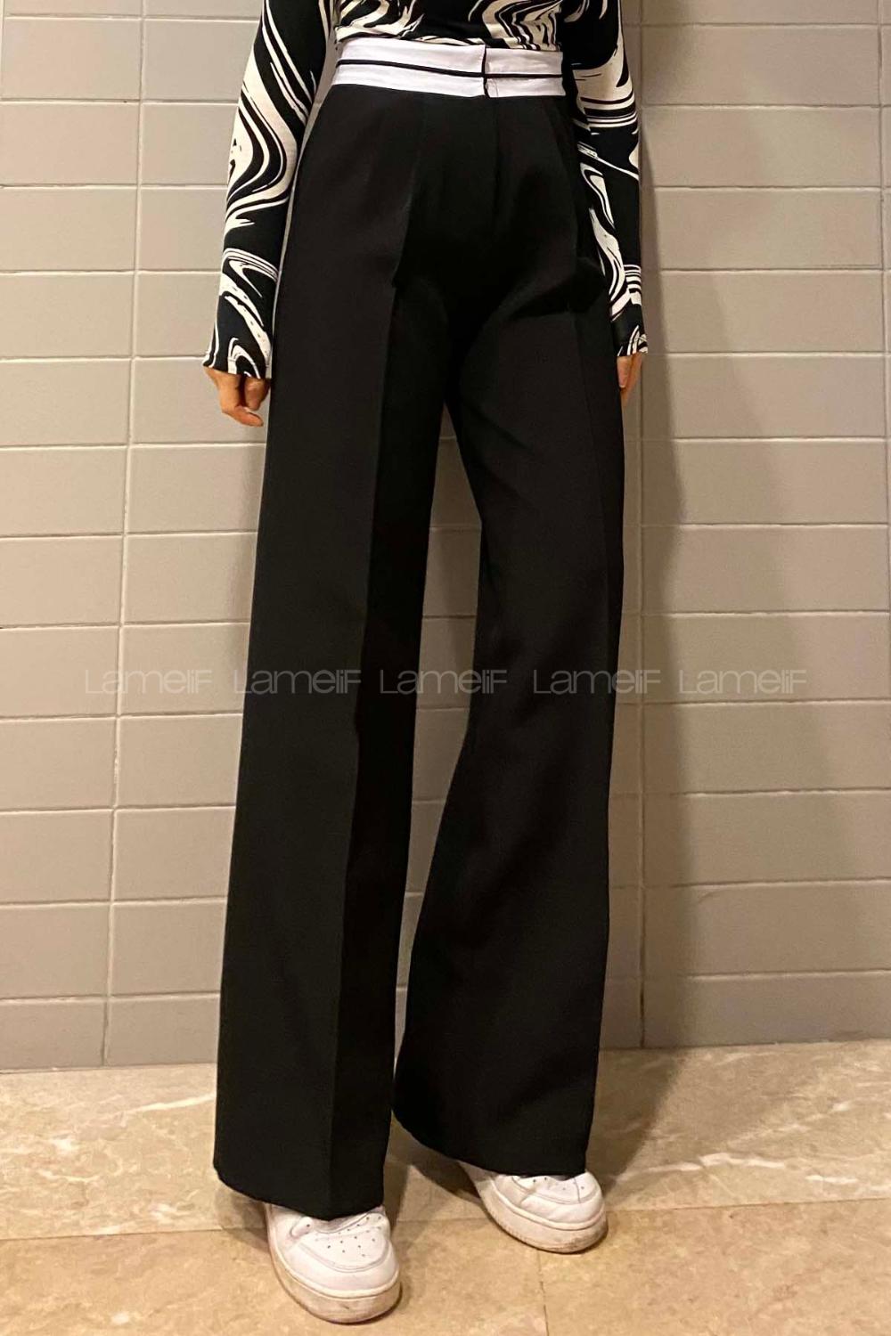 Lamelif Garnili Pantolon Siyah