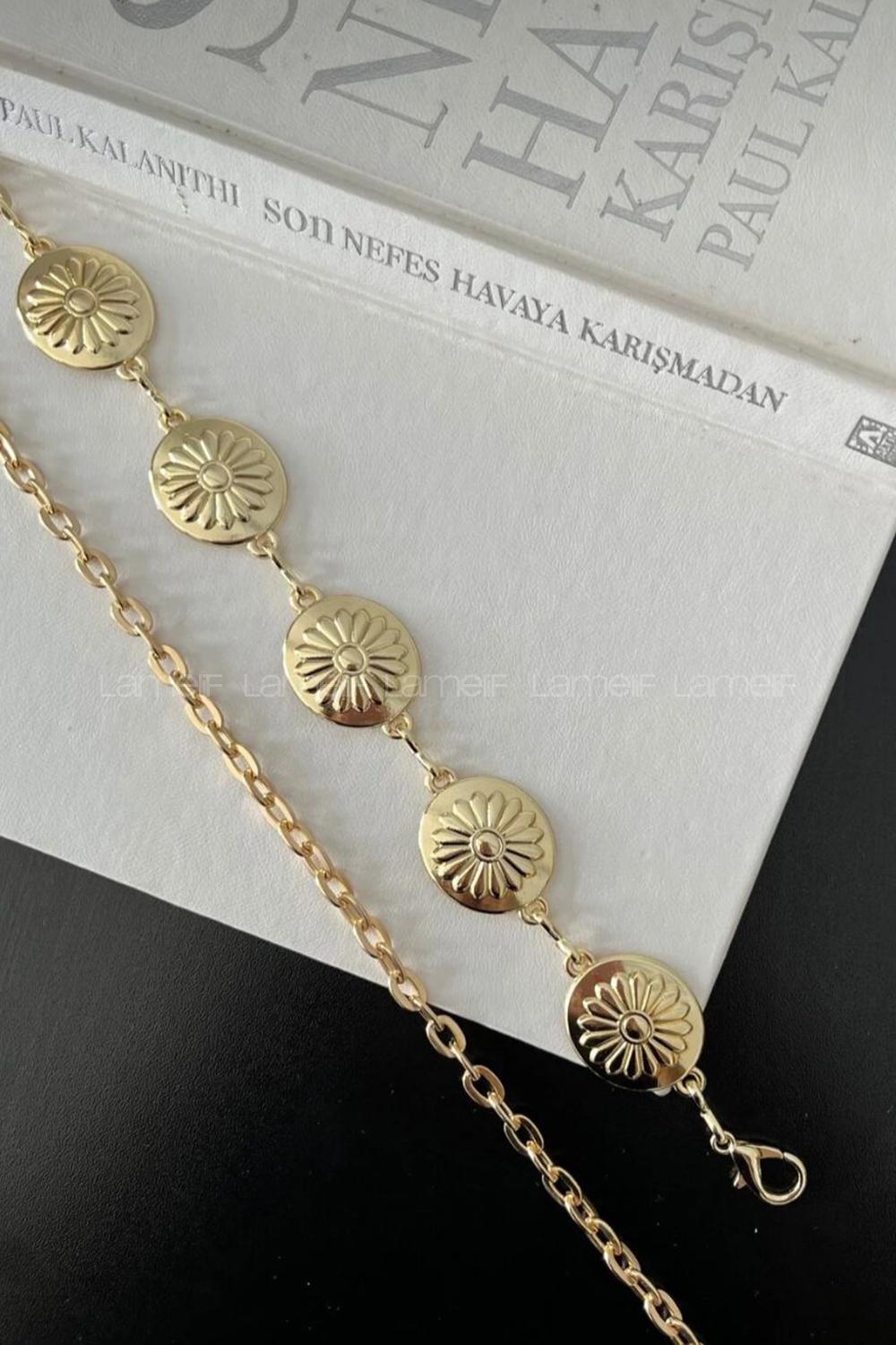 Lamelif Gold Motifli Zincir Kemer