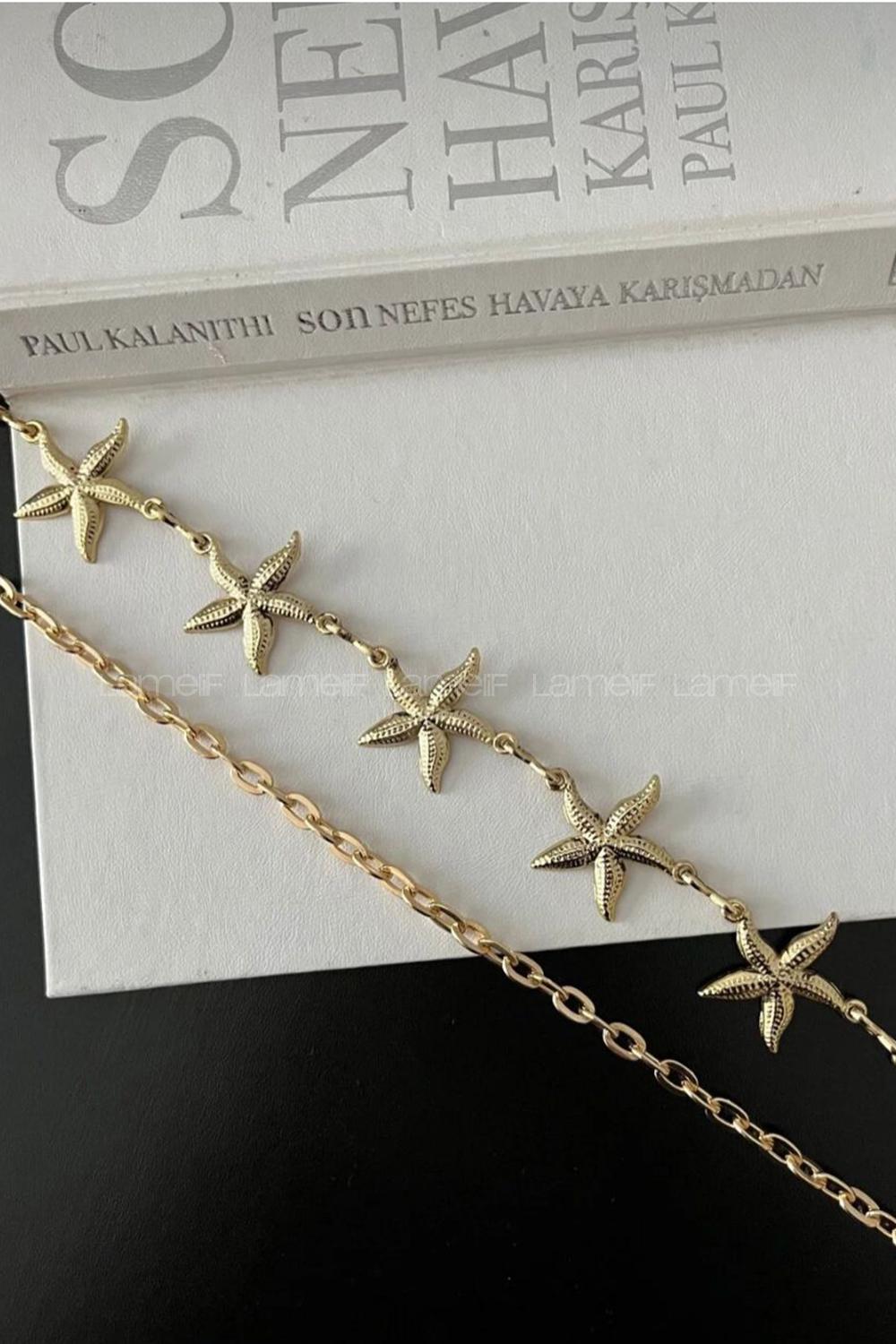 Lamelif Gold Yıldız Zincir Kemer