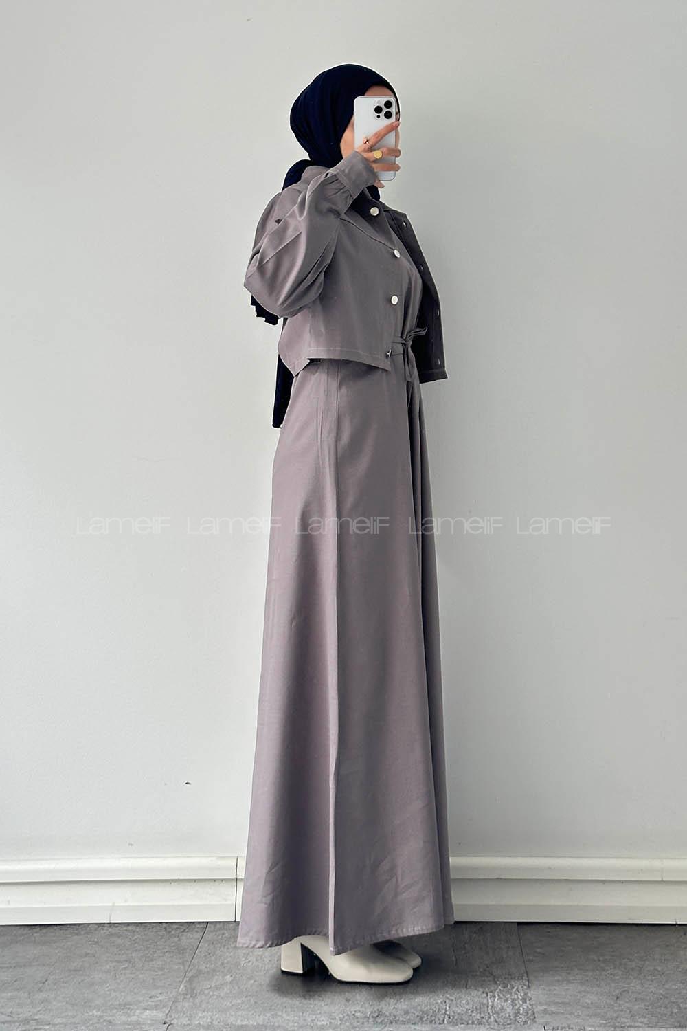 Lamelif Jileli İkili Takım Gri