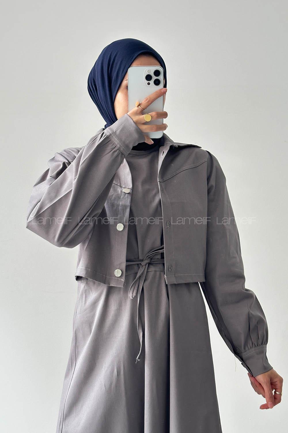 Lamelif Jileli İkili Takım Gri