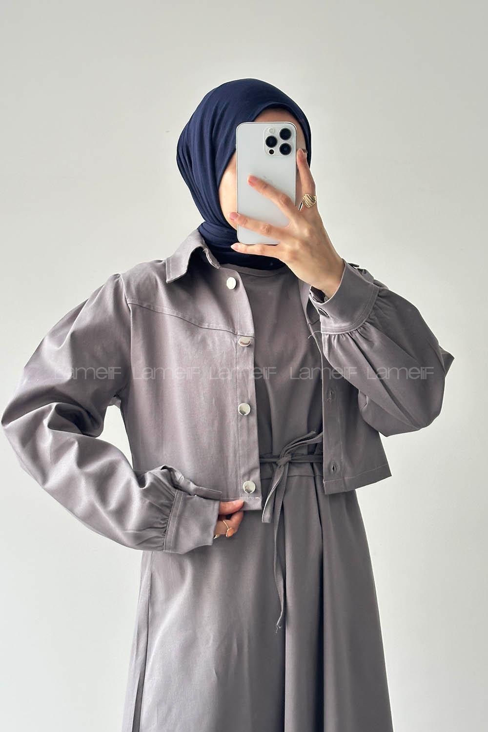 Lamelif Jileli İkili Takım Gri