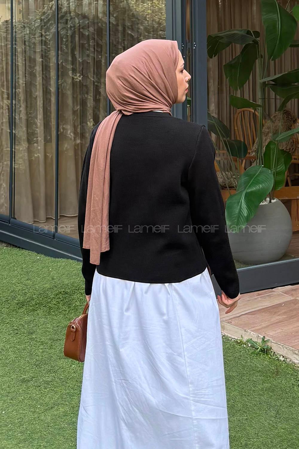 Lamelif Kalp Düğmeli Hırka Siyah