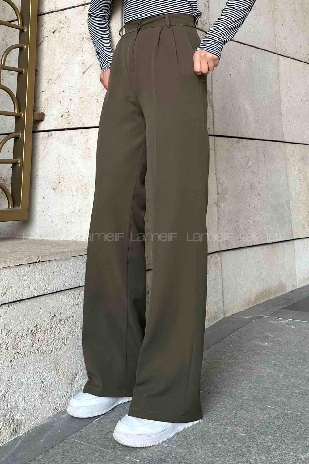 Lamelif Pensli Pantolon Haki