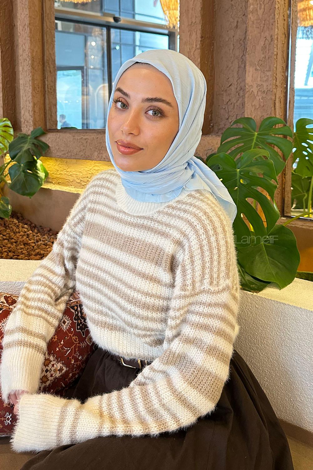 Lamelif Piliseli Bambu Eşarp Bebe Mavisi