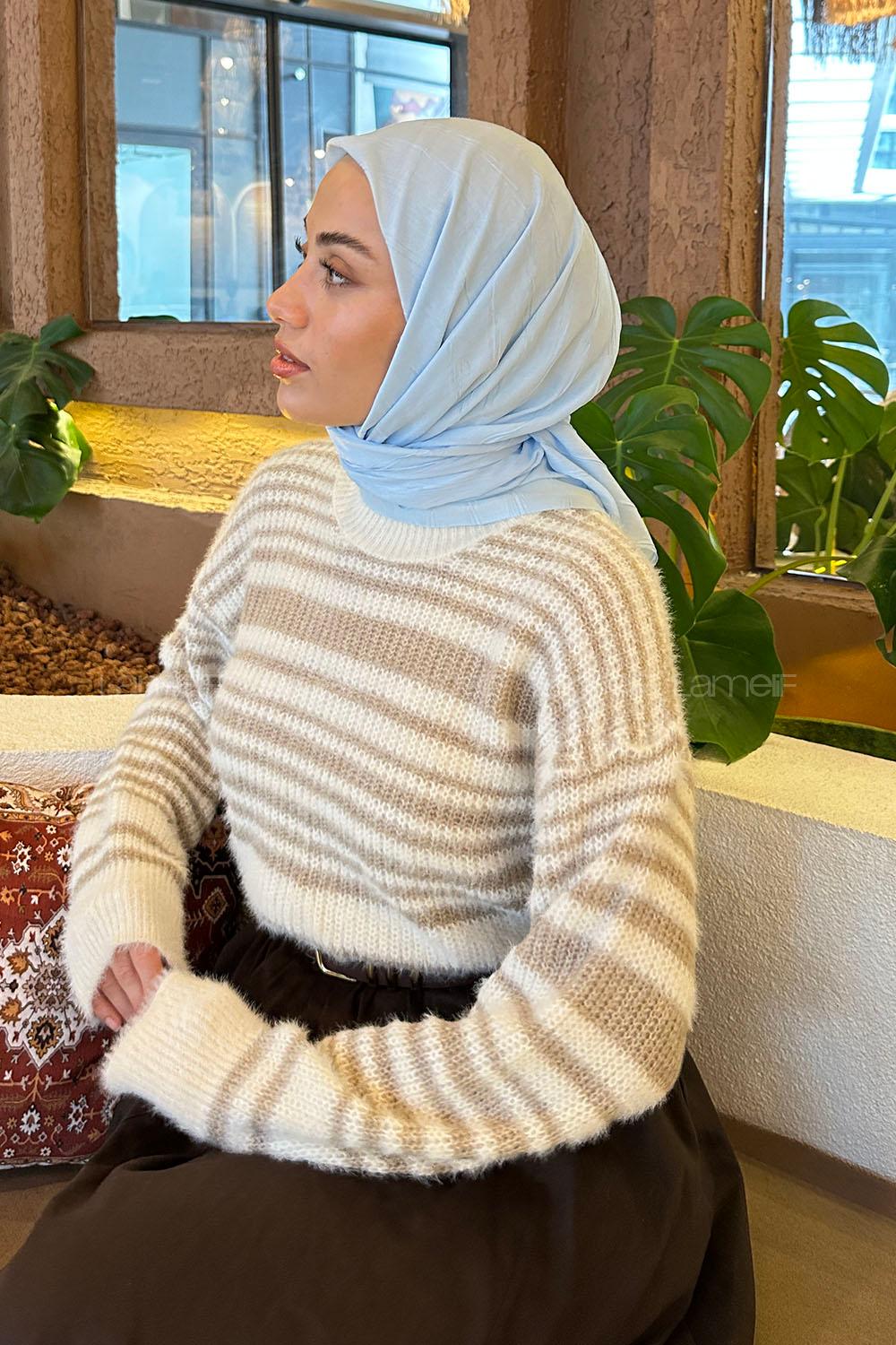 Lamelif Piliseli Bambu Eşarp Bebe Mavisi