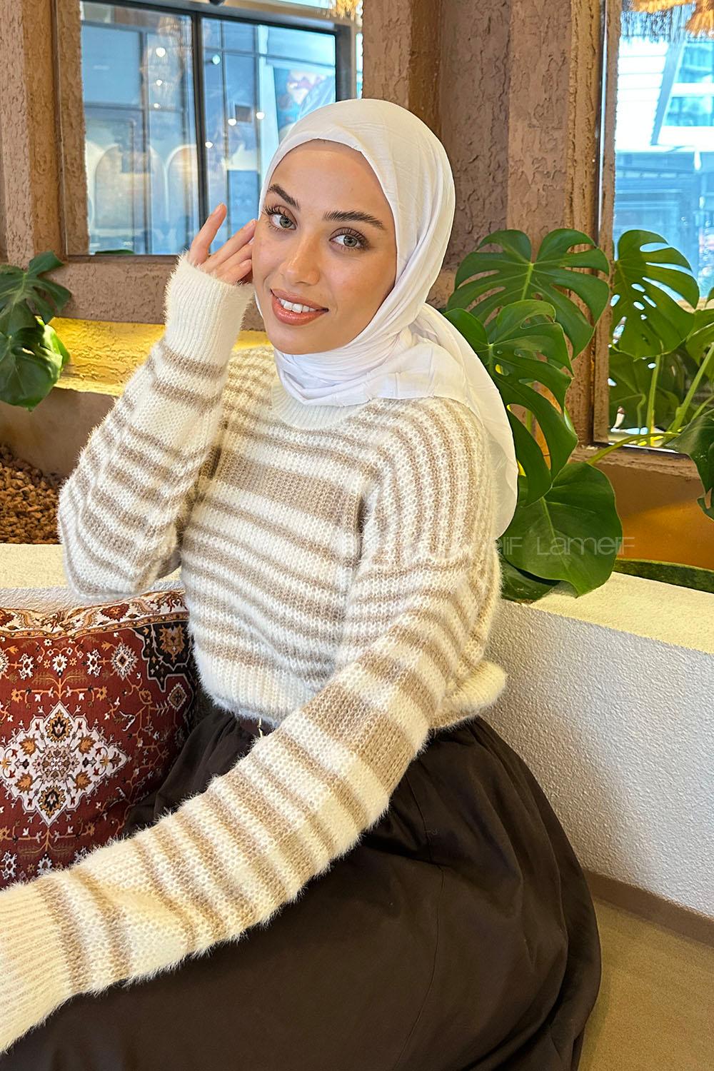 Lamelif Piliseli Bambu Eşarp Beyaz