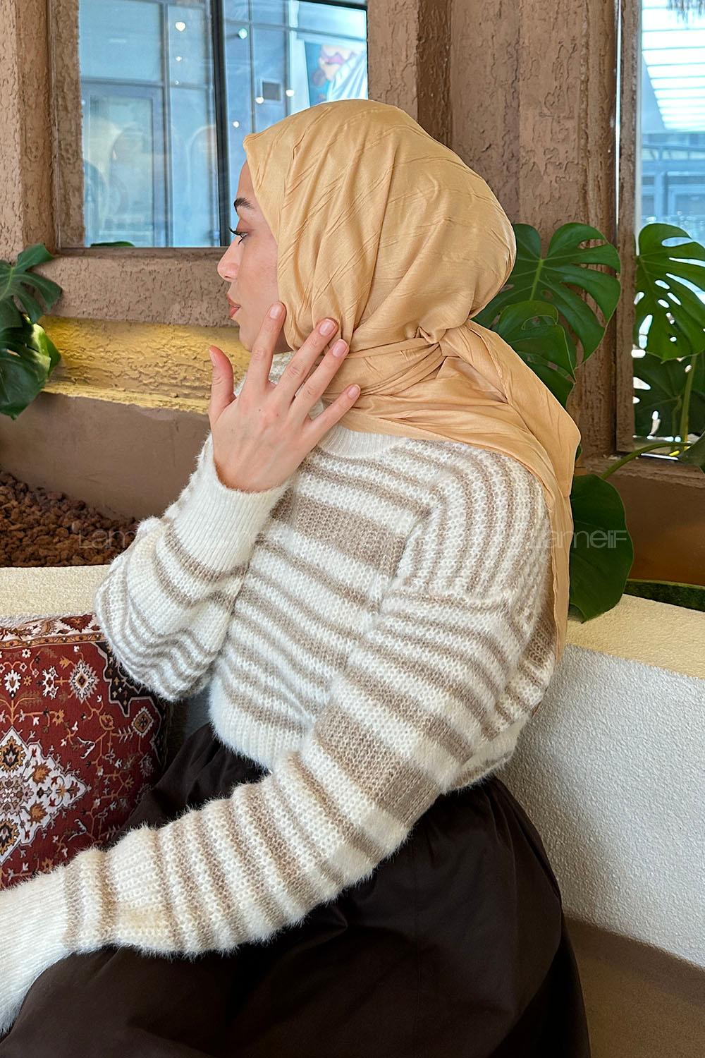 Lamelif Piliseli Bambu Eşarp Camel