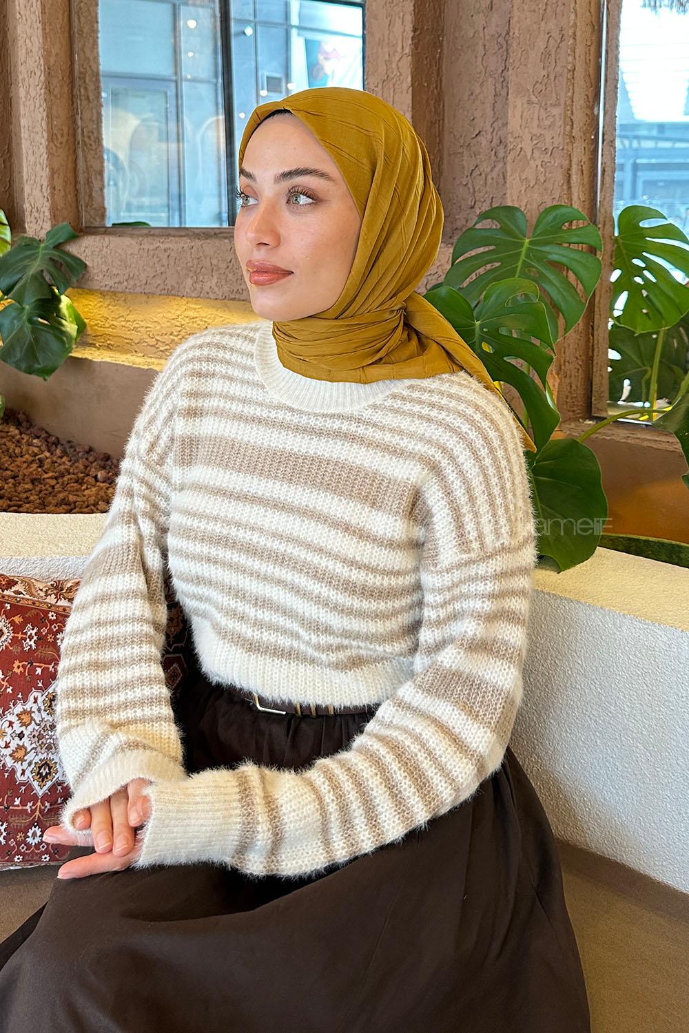 Lamelif Piliseli Bambu Eşarp Hardal Sarısı