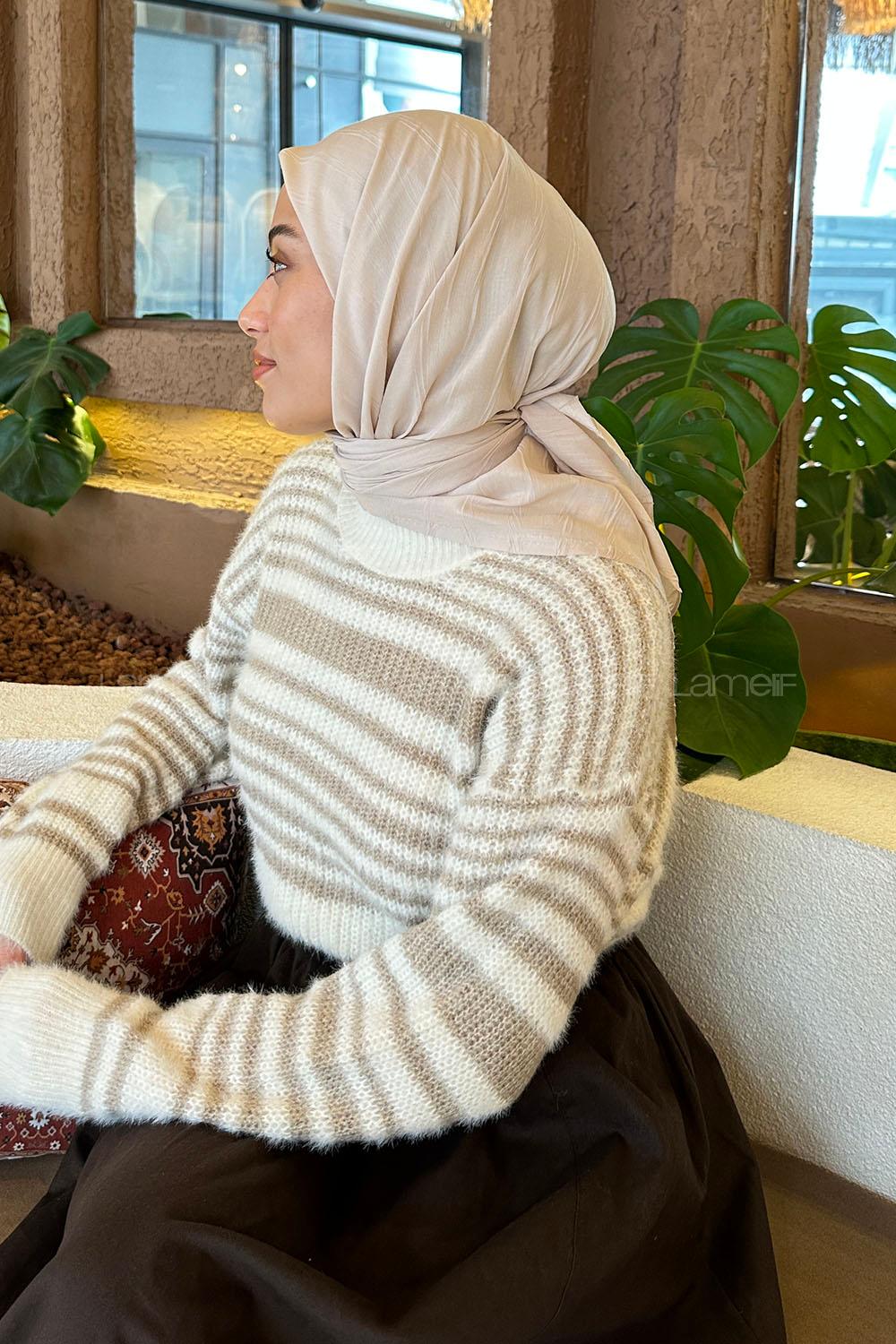 Lamelif Piliseli Bambu Eşarp Taş