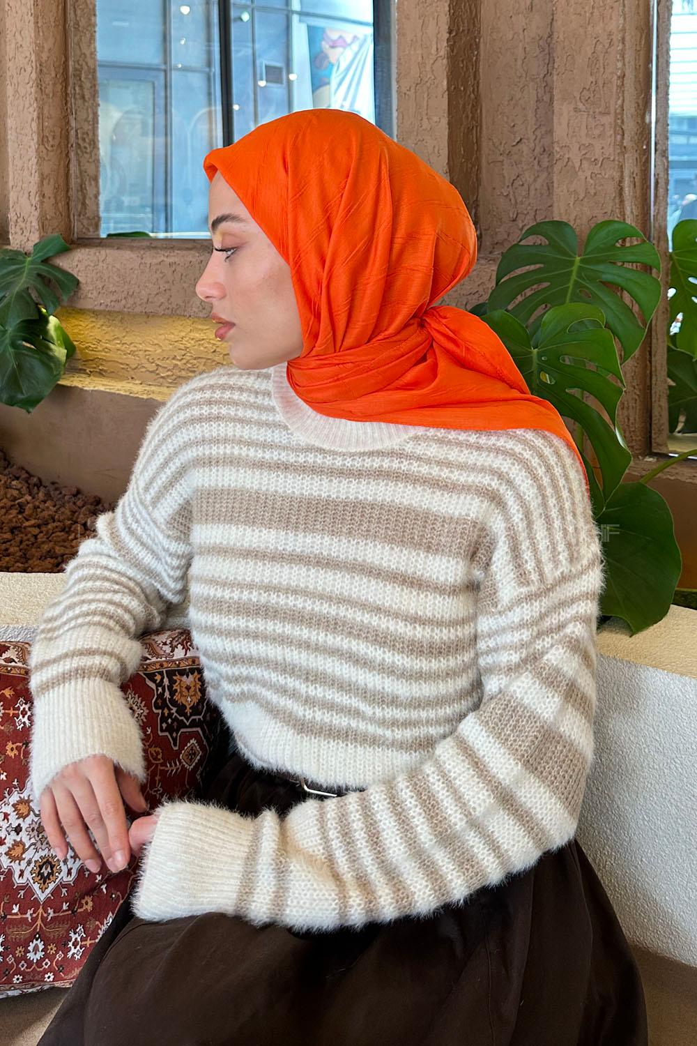 Lamelif Piliseli Bambu Eşarp Turuncu