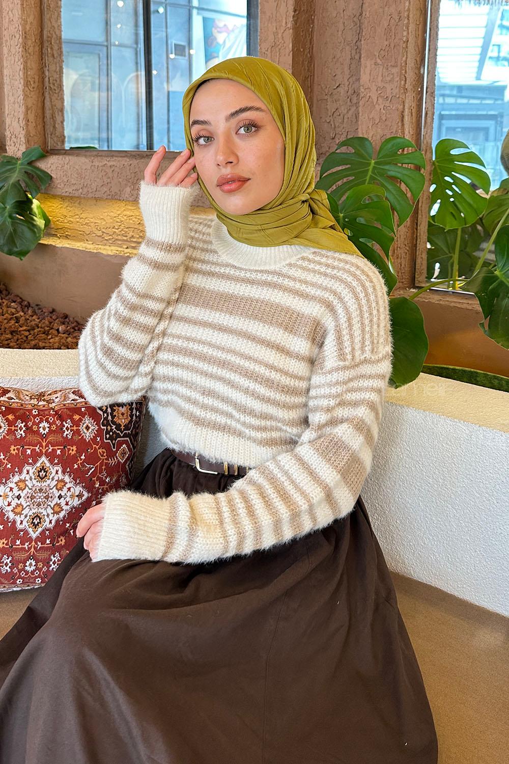 Lamelif Piliseli Bambu Eşarp Yağ Yeşili