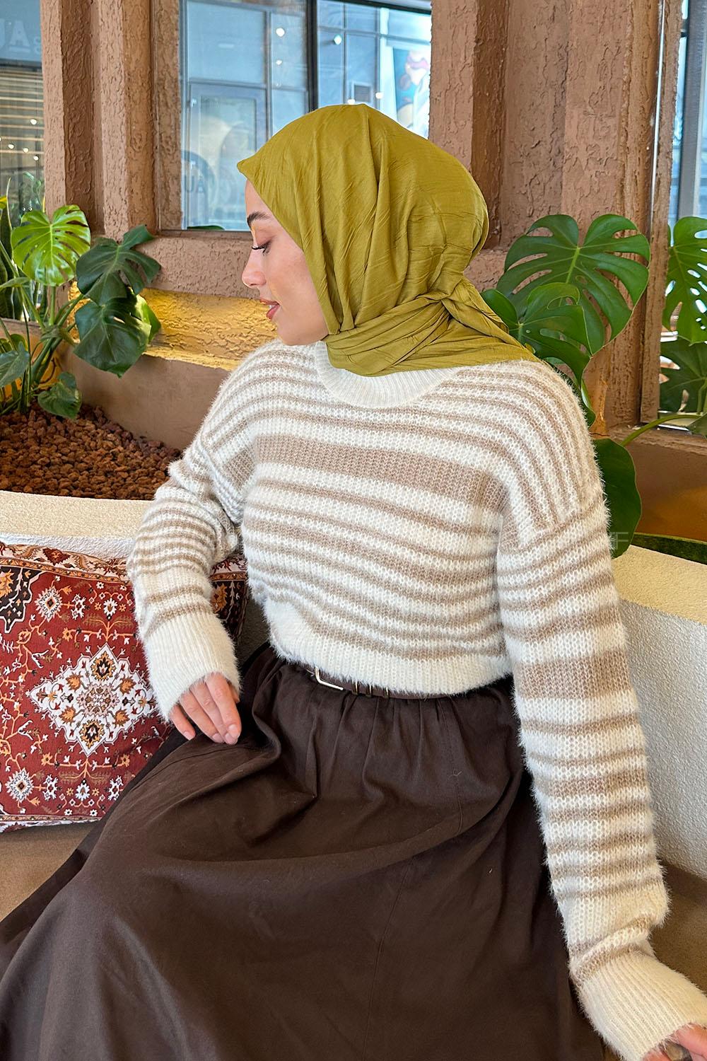 Lamelif Piliseli Bambu Eşarp Yağ Yeşili