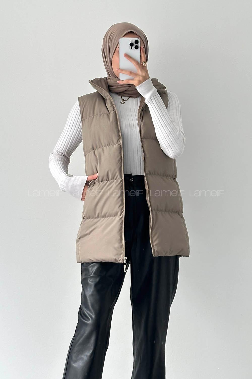 Lamelif Şişme Yelek Taş Rengi