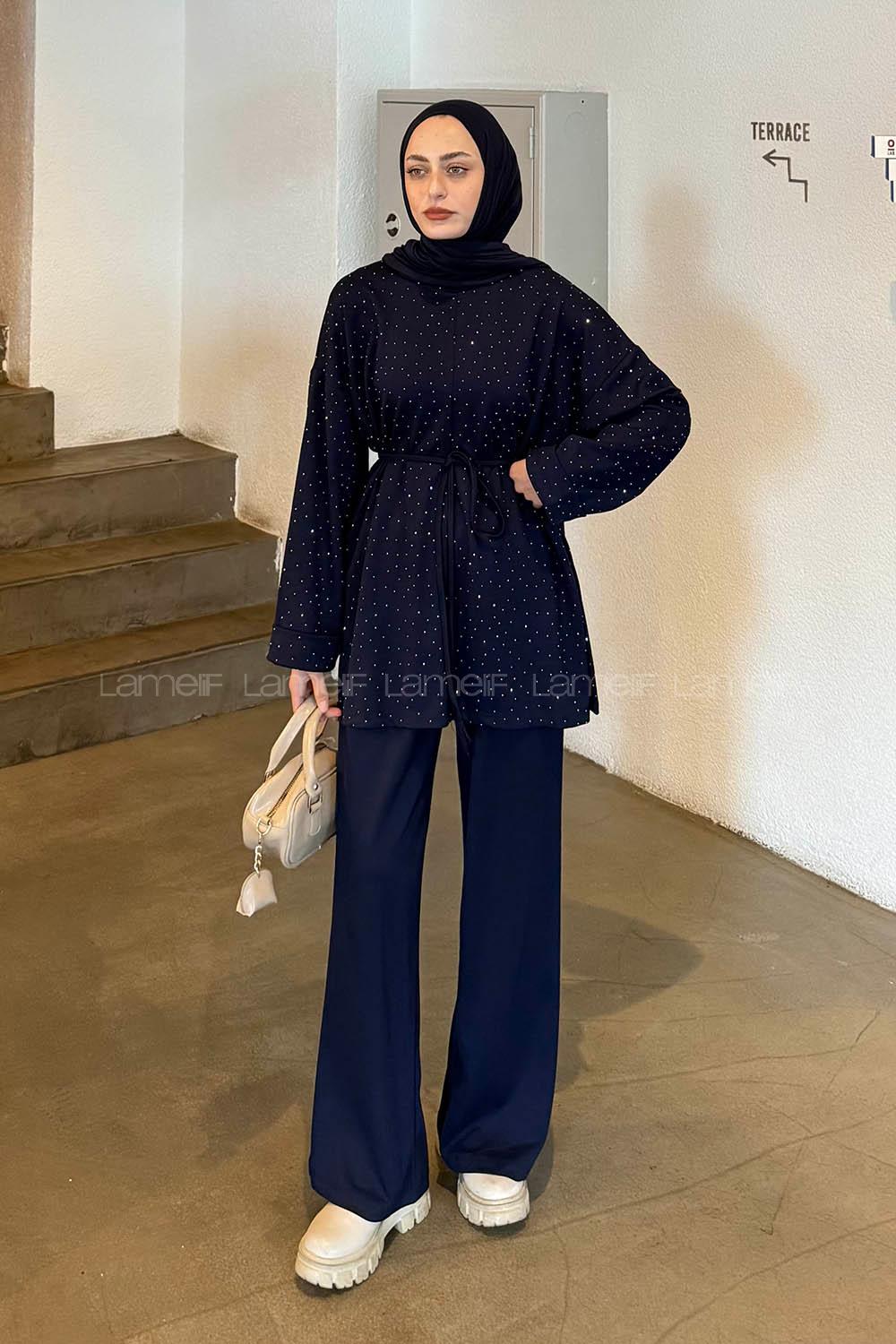 Lamelif Taşlı İkili Takım Lacivert