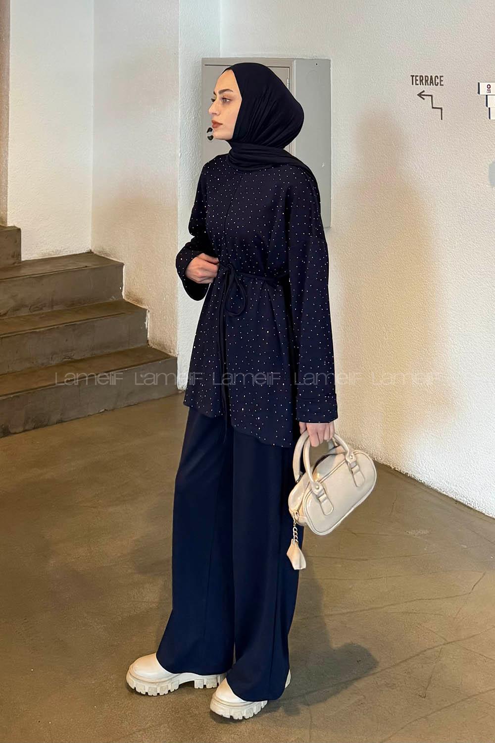 Lamelif Taşlı İkili Takım Lacivert