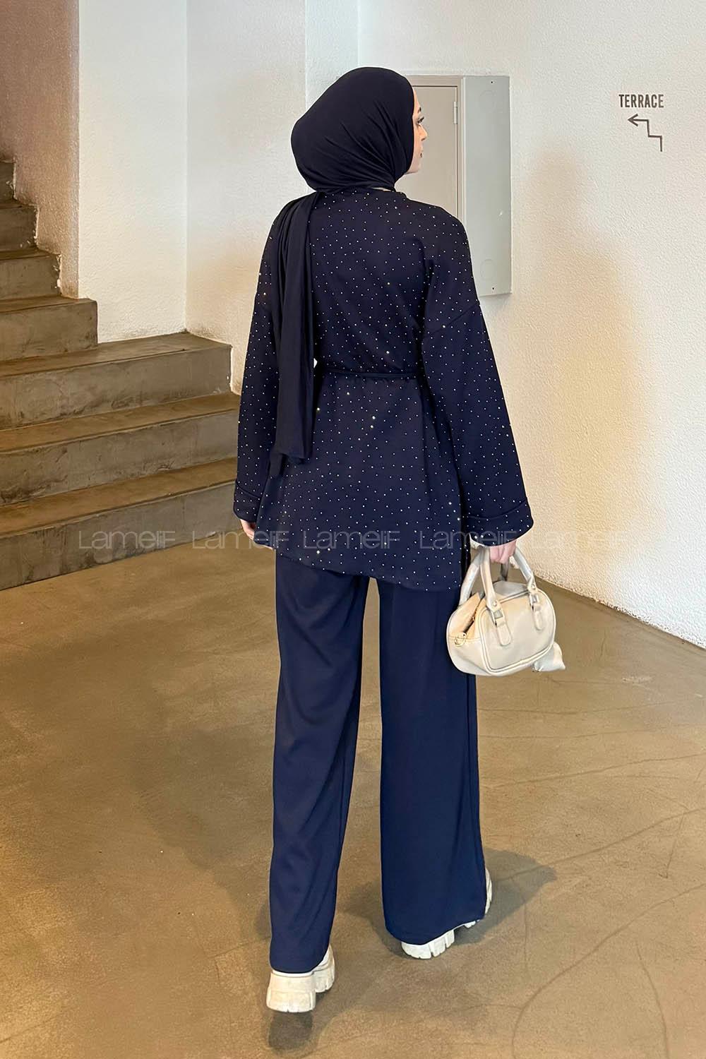 Lamelif Taşlı İkili Takım Lacivert