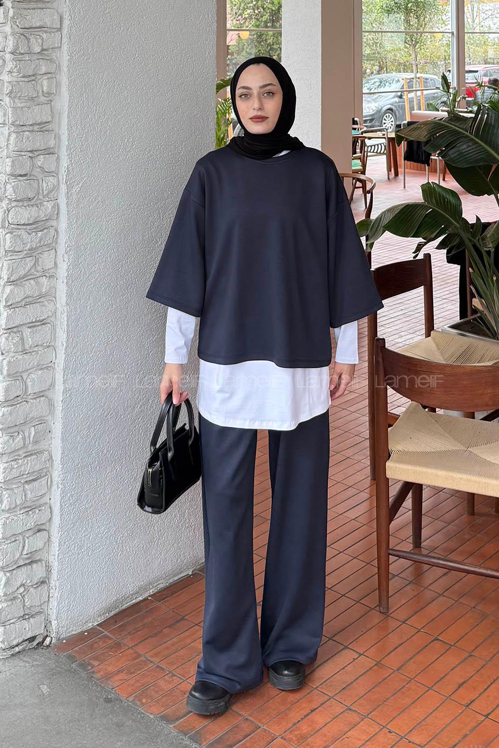 Anthracite Crew Neck Long Arm Cotton Regular Trousers Comfortable Suit