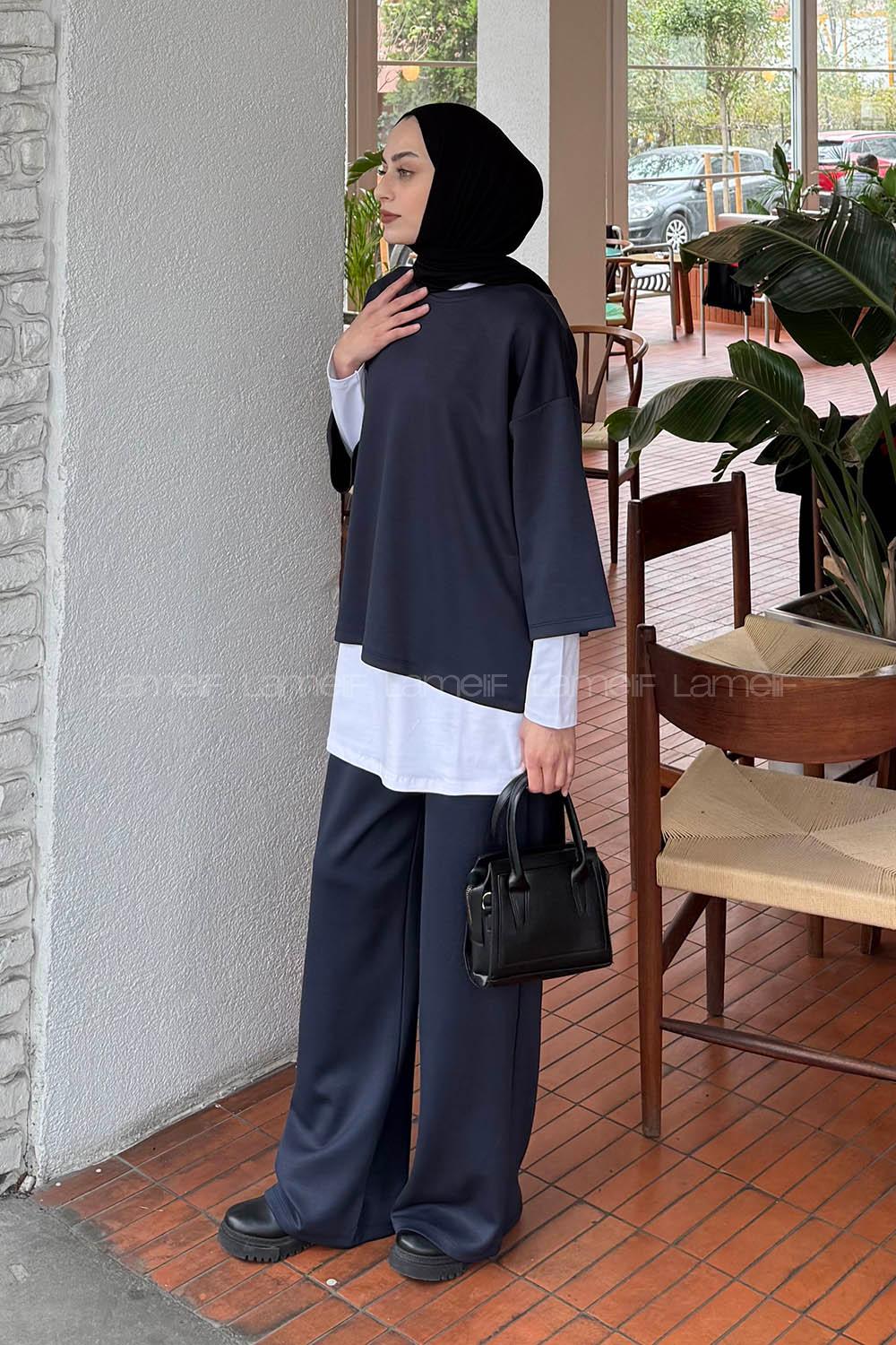 Anthracite Crew Neck Long Arm Cotton Regular Trousers Comfortable Suit
