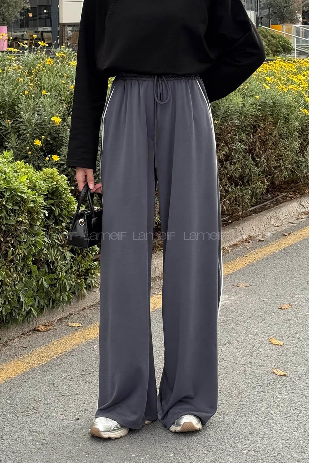 Lamelif Biyeli Eşofman Altı Antrasit