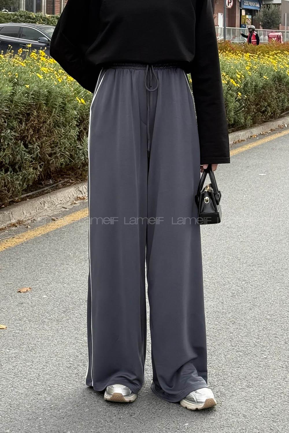 Lamelif Biyeli Eşofman Altı Antrasit