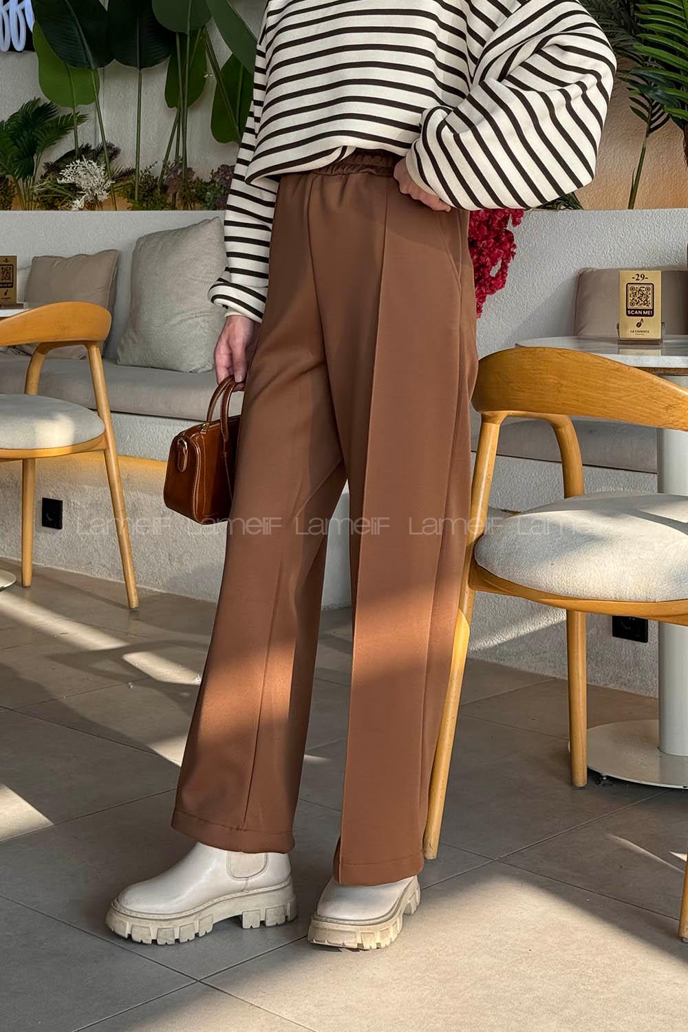 Lamelif Scuba Pantolon Kahverengi