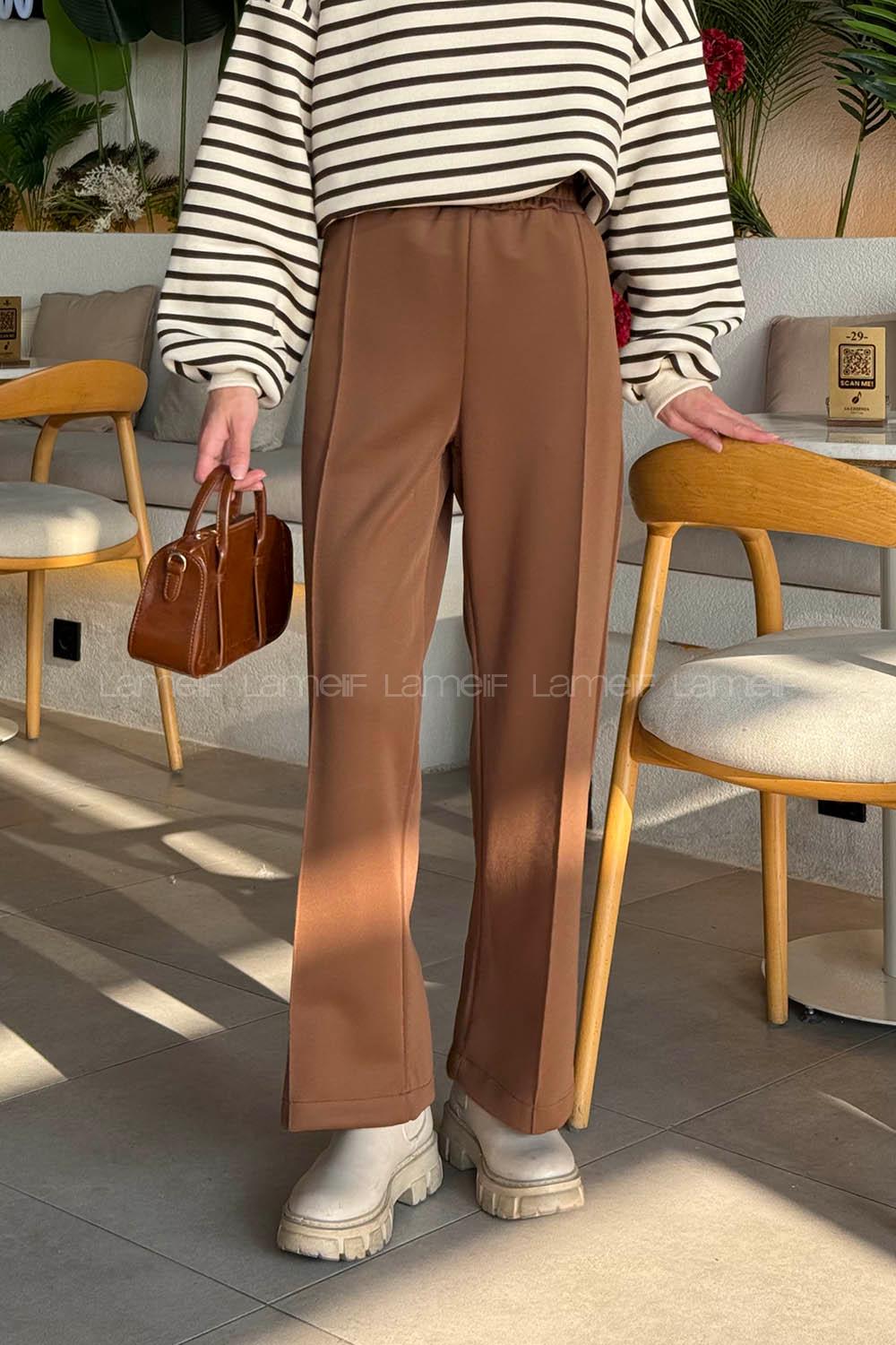 Lamelif Scuba Pantolon Kahverengi