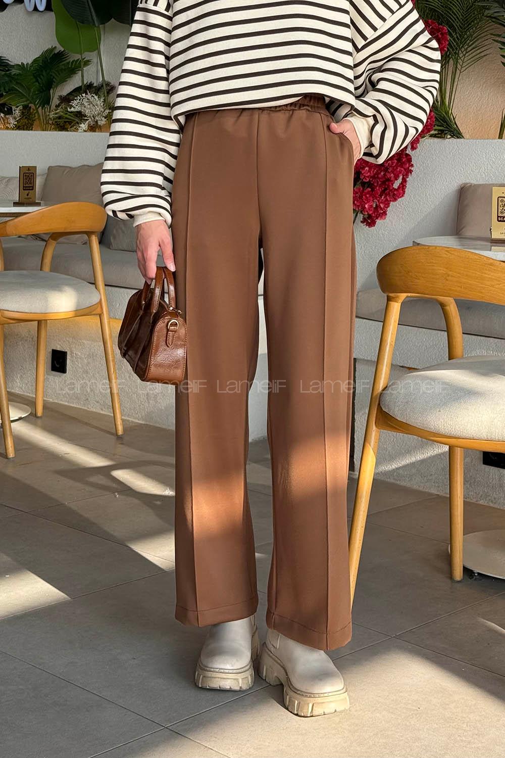 Lamelif Scuba Pantolon Kahverengi