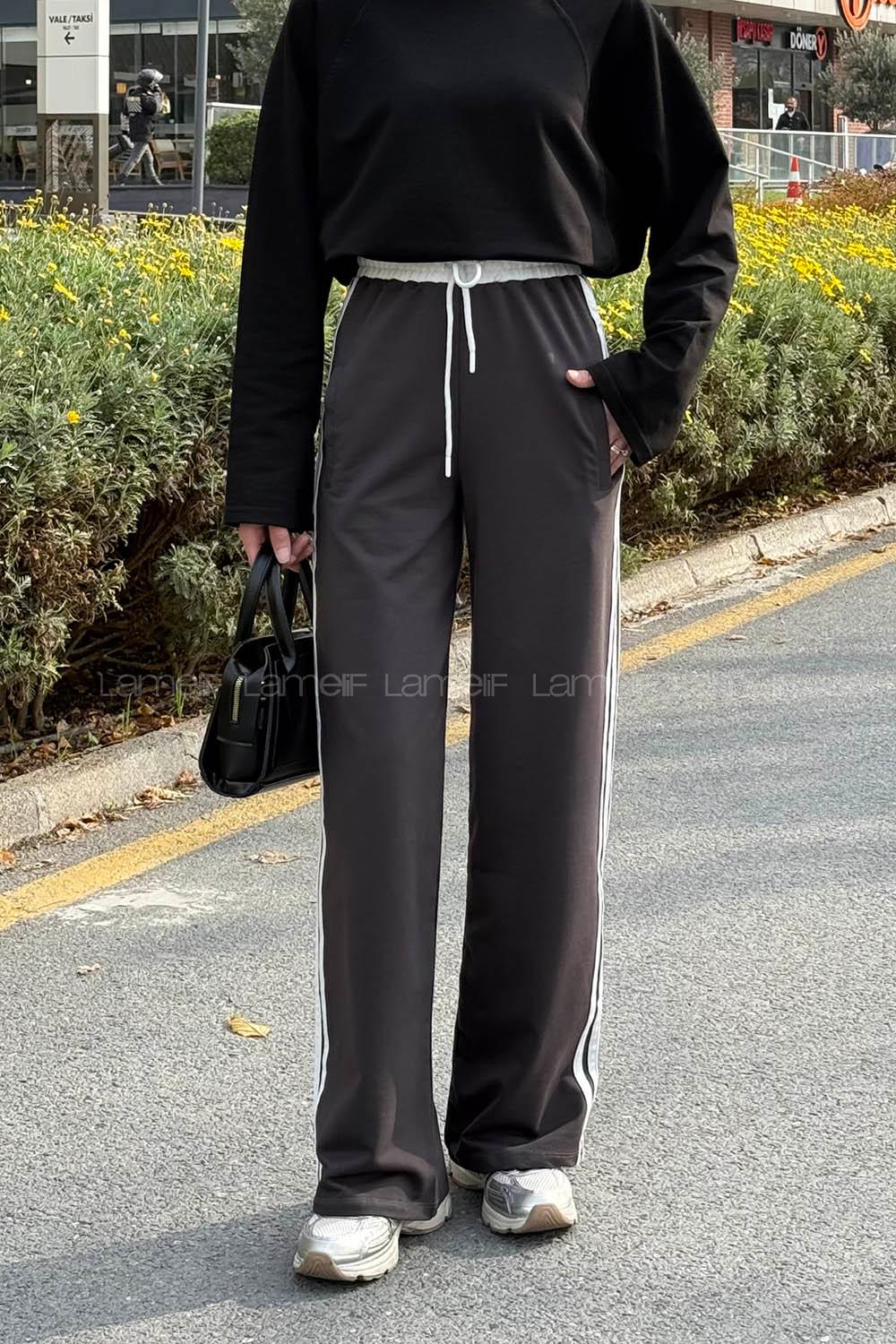 Lamelif Şerit Detaylı Eşofman Altı Antrasit