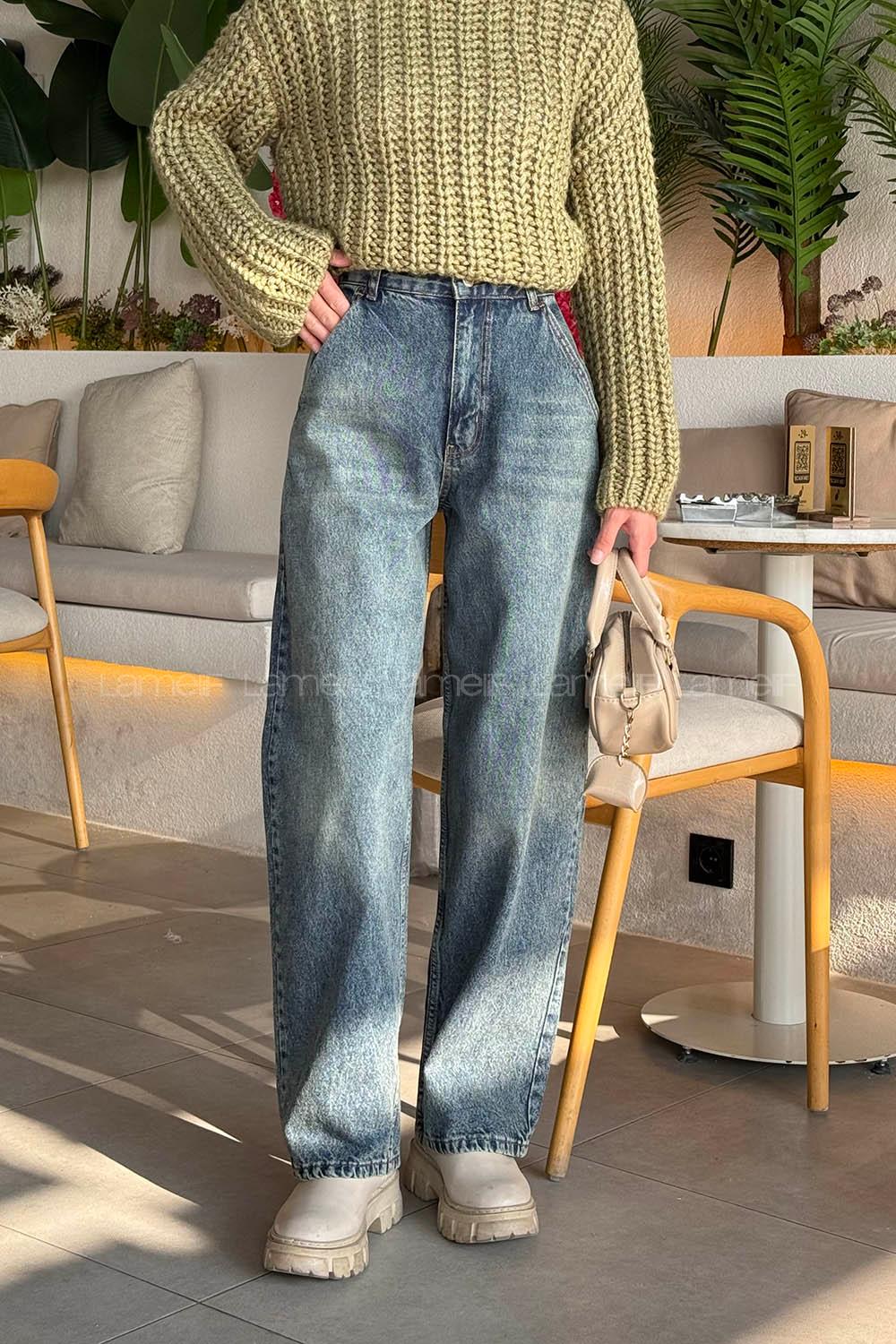 Blue-3 Denim High Waist Denim Pants