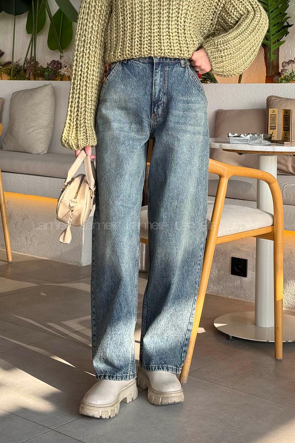 Blue-3 Denim High Waist Denim Pants