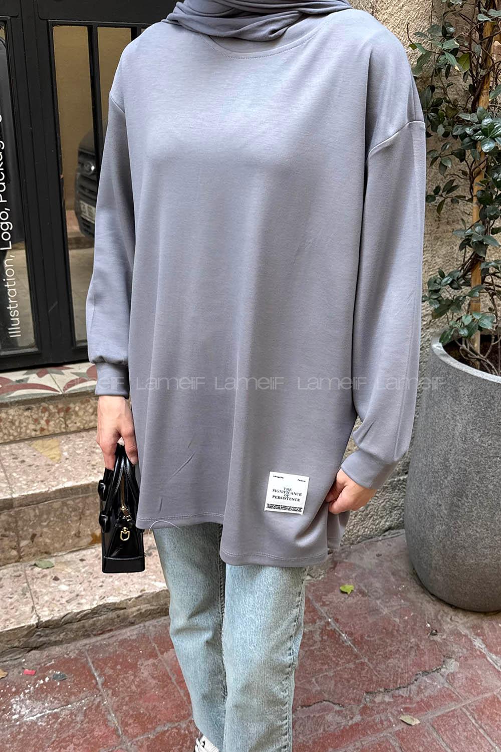 Lamelif Armalı Tesettür Sweat Gri