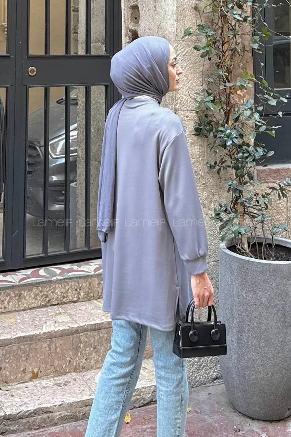 Lamelif Armalı Tesettür Sweat Gri