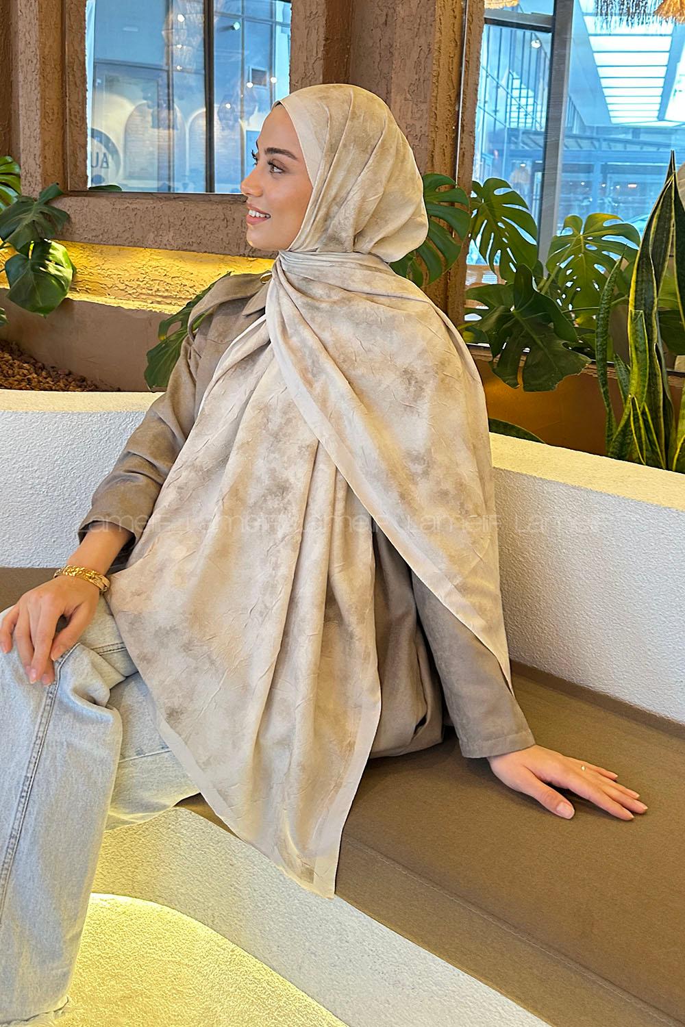 Lamelif Bulut Desen Bambu Şal Bej