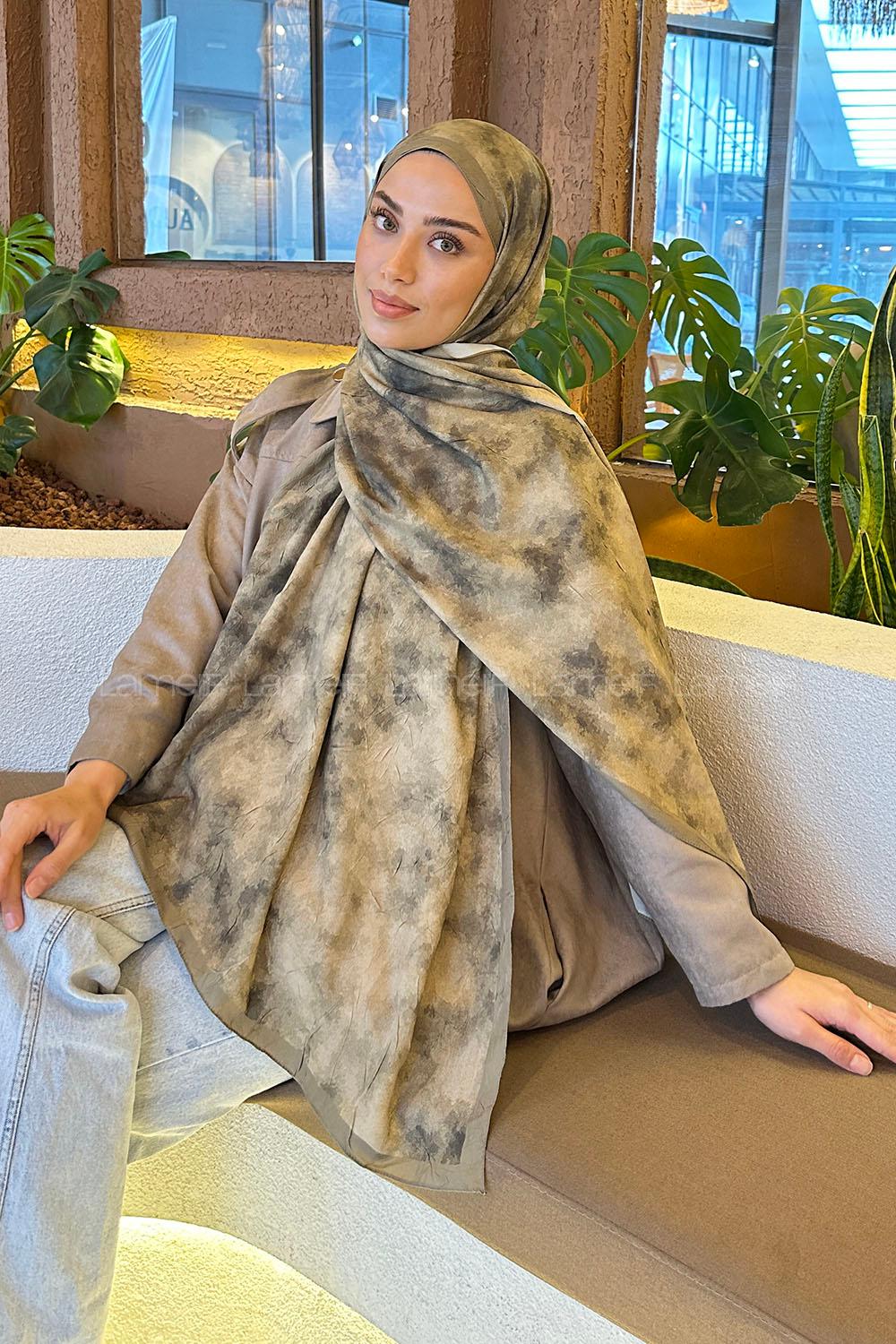 Lamelif Bulut Desen Bambu Şal Mint Yeşili