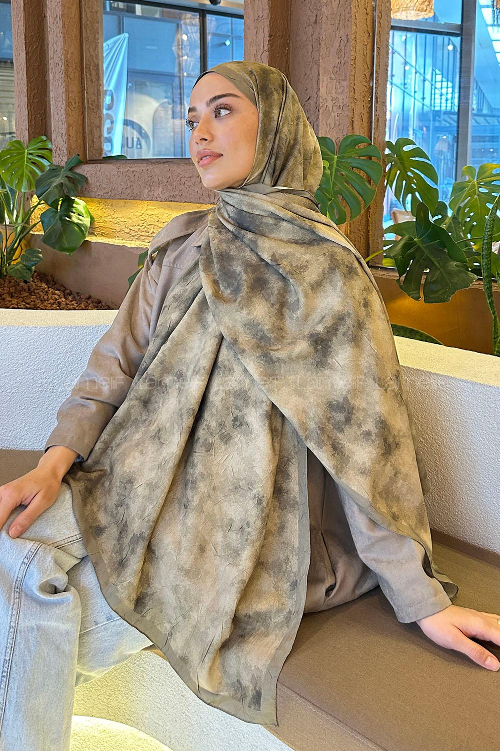 Lamelif Bulut Desen Bambu Şal Mint Yeşili