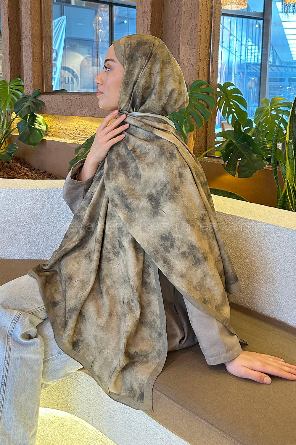 Lamelif Bulut Desen Bambu Şal Mint Yeşili