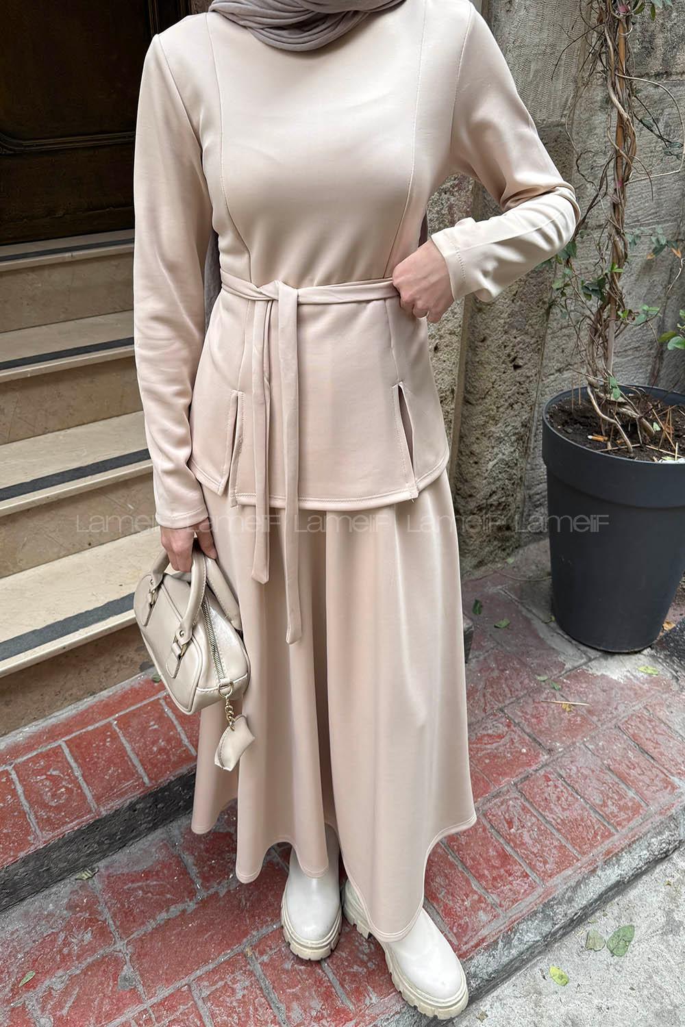 Lamelif Dalgıç İkili Takım Bej