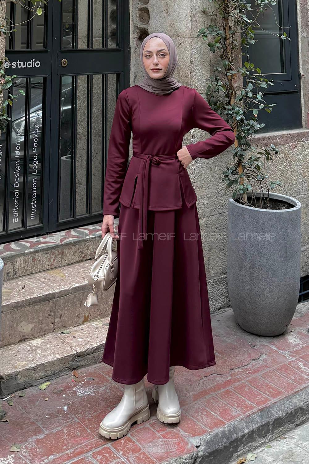 Lamelif Dalgıç İkili Takım Bordo