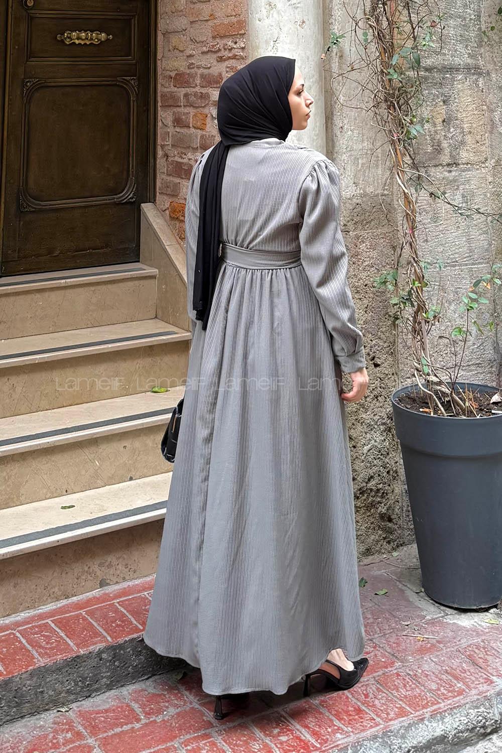 Khaki V Neck Cotton Dresess