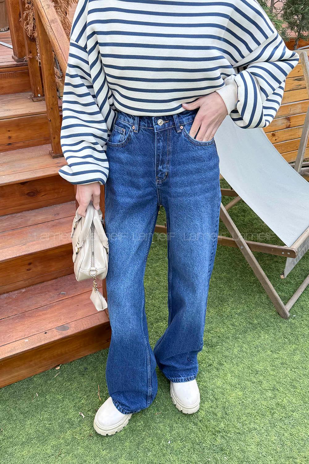 Blue-3 Denim High Waist Denim Pants