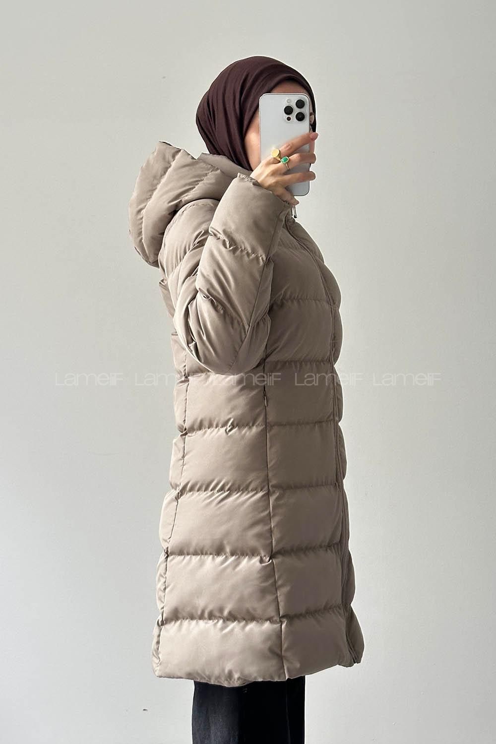 Lamelif Fermuarlı Şişme Mont Vİzonrengi