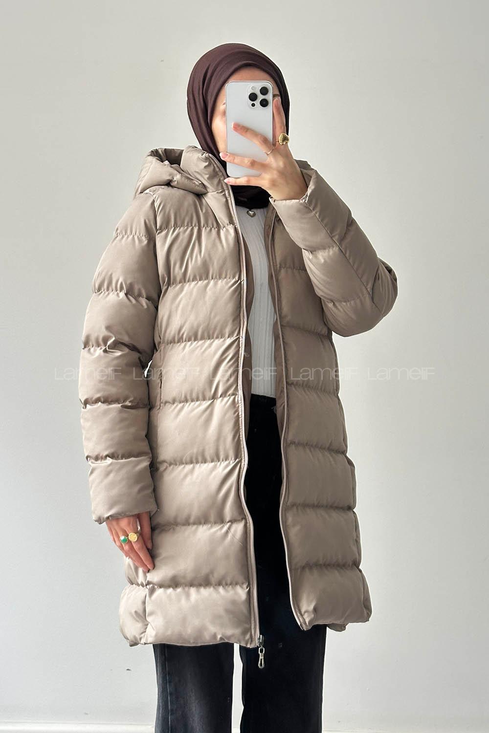 Lamelif Fermuarlı Şişme Mont Vİzonrengi